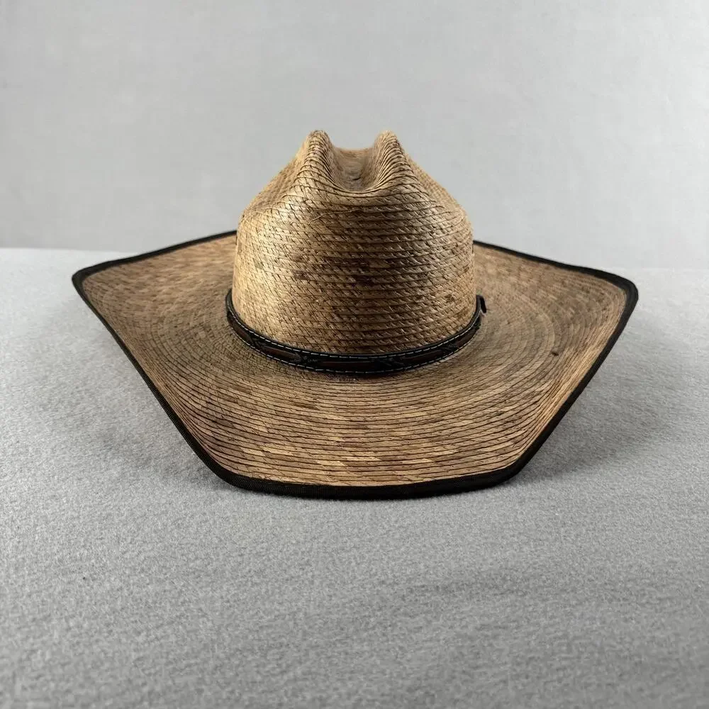 Justin Hat Cowboy Fitted Mens 7 3/8 Brown Straw Western Wide Brim Summer Rodeo